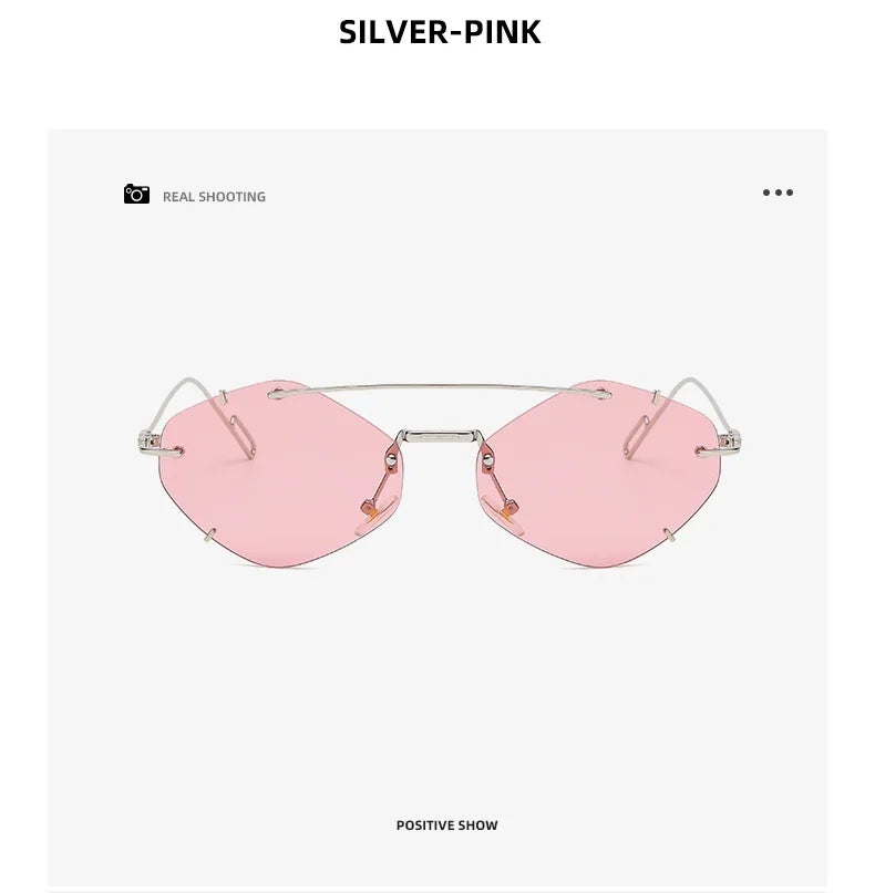 Randlose Diamant-Sonnenbrille Quadratisch Damen Herren Retro-Sonnenbrille Designerbrille UV400 Shades Oculos Weibliche Gafas