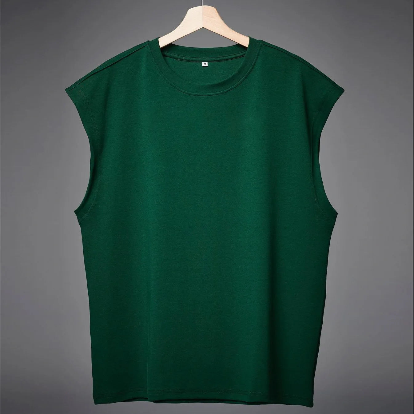 New Men O-neck Tank Top Pure Color Cotton Summer Vest Gym Muscle Bodybuilding Streetwear Sleeveless Shirt Workout Fitness Sport