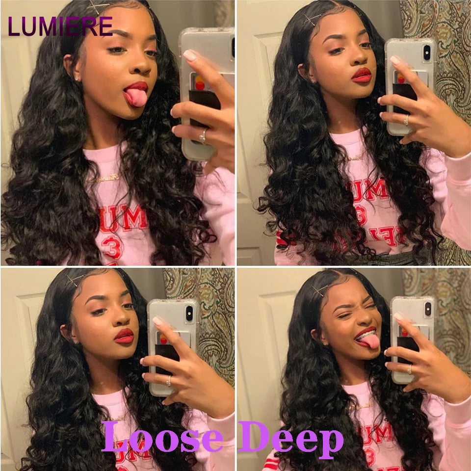 15A Loose Deep Wave Bundle With HD Closure 4X4 5x5 6x6 100% Virgin Brazilian Hair Weave Bundles 3/4 Bundle Deal  8-40" Wholeasle