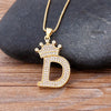 Nidin New Luxury Copper Zircon A-Z Crown Alphabet Pendant Chain Necklace Hip-Hop Style Fashion Woman Man Initial Name Jewelry