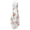 Women Holiday Floral Print Long Dresses Summer Spaghetti Strap Beach Swing Party A Line Dress Sexy Backless Irregular Dress Robe