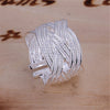 DOTEFFIL 925 Sterling Silver Interwoven Web Bangle Ring Set For Woman Wedding Engagement Party Fashion Charm Jewelry