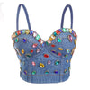 Irene Tinnie Sexy Cute Loch Cartoon Dekoration Push Up Bustier Damen Jeans Bralette Cropped Top Weste Große Größe
