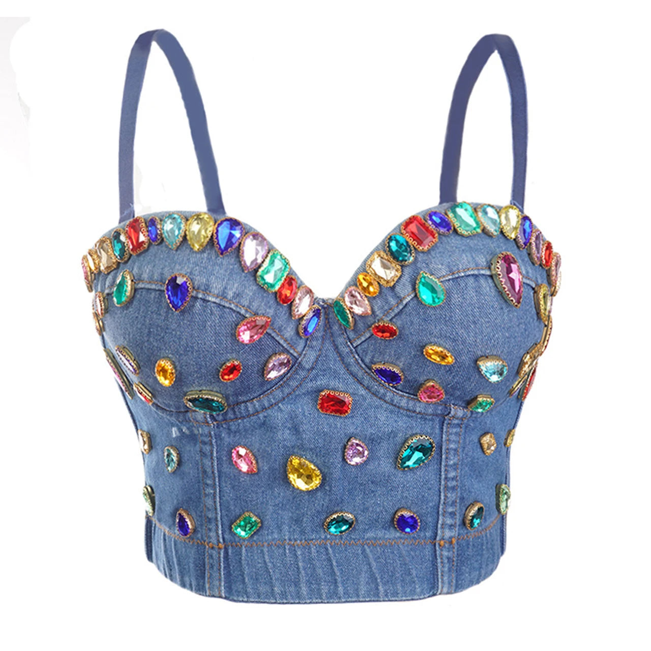 Irene Tinnie Sexy Cute Loch Cartoon Dekoration Push Up Bustier Damen Jeans Bralette Cropped Top Weste Große Größe