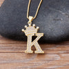 Nidin New Luxury Copper Zircon A-Z Crown Alphabet Pendant Chain Necklace Hip-Hop Style Fashion Woman Man Initial Name Jewelry