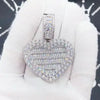 Auf Lager Iced Out Bling Damen Schmuck 5A Weißer Zirkonia Herzanhänger Halskette Mit Tennis Box Chain