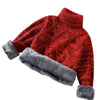 boys Plus velvet Warm turtleneck sweater Pullovers plush inside Thicken sweaters girls Winter Autumn Knitted Loose jacket 2-10Y