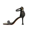 Damen Sommer Sandalen 8.5cm High Heels Strass Kristall Mittelhohe Absätze Knöchelriemchen Sandalen Damen Hochzeit Event Party Goldene Schuhe