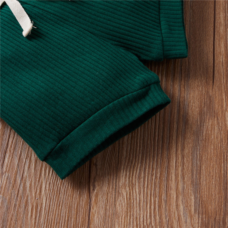 2Pcs Unisex Baby Summer Outfits Suit Solid Color Ribbed Casual Short Sleeves Romper+Elastic Waist Shorts for Toddler Infant