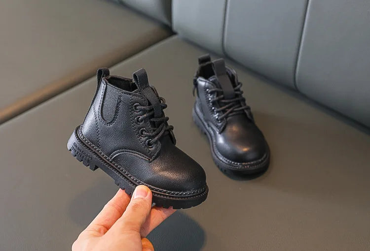 Autumn Winter Kids Boots Warm Plush Boys Toddler Girls Boots Fashion Leather Children Casual Shoes Boys Girls Boots for Kids
