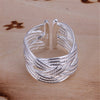 DOTEFFIL 925 Sterling Silver Interwoven Web Bangle Ring Set For Woman Wedding Engagement Party Fashion Charm Jewelry