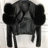 GO BALLISTIC YA Ladies' Genuine Leather Jacket with Fur Sleeve Women's Natural Lambskin Outfit