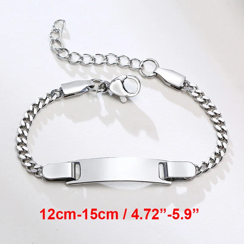 Vnox Personalize Mom Daughter Son Name Bracelets Non Allergy Stainless Steel Baptism Custom Love Baby Gifts Adjustable Jewelry