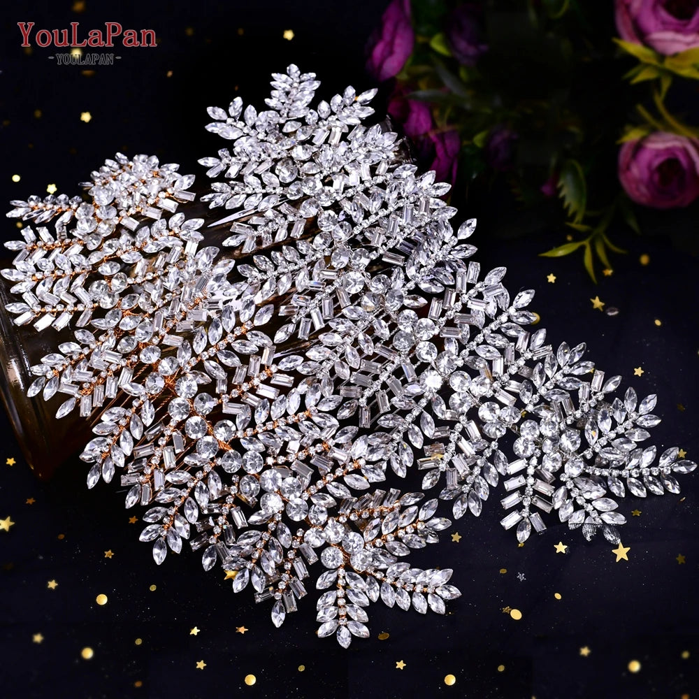 YouLaPan HP238 Bridal Crown Wedding Tiaras and Crown Bridal Tiara Luxury Hair Wedding Accessories Boho Wedding Headband Headwear