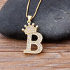 Nidin New Luxury Copper Zircon A-Z Crown Alphabet Pendant Chain Necklace Hip-Hop Style Fashion Woman Man Initial Name Jewelry