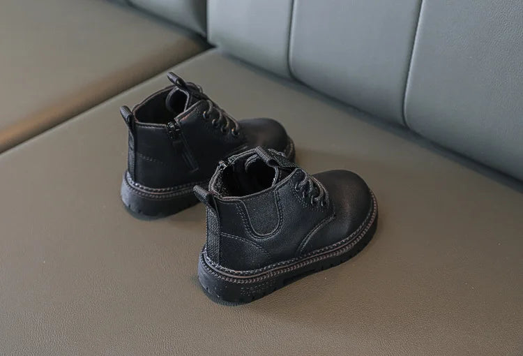 Autumn Winter Kids Boots Warm Plush Boys Toddler Girls Boots Fashion Leather Children Casual Shoes Boys Girls Boots for Kids