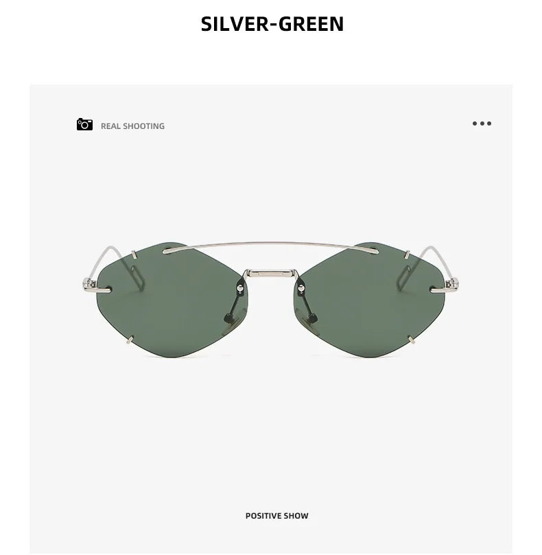 Randlose Diamant-Sonnenbrille Quadratisch Damen Herren Retro-Sonnenbrille Designerbrille UV400 Shades Oculos Weibliche Gafas