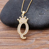 Nidin New Luxury Copper Zircon A-Z Crown Alphabet Pendant Chain Necklace Hip-Hop Style Fashion Woman Man Initial Name Jewelry