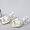 Transparent Slippers For Women 2025 Summer Fashion Pink Butterfly-knot Designer Sandals Clear Heels Size 46 Female Shoes