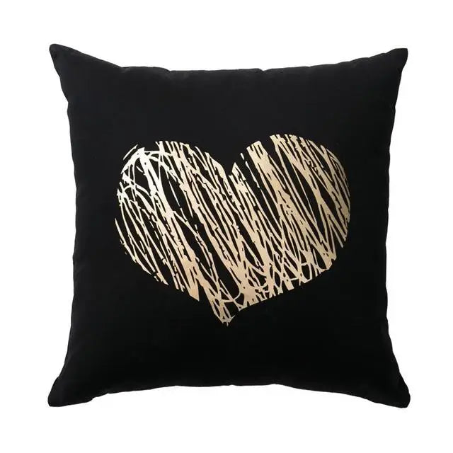 Liebe Schwarz-Weiß-Bräunungs-Kissen Zierkissen Goldfolie Geometrischer Kissenbezug Wohnkultur Sofa Wurfkissen 17*17 Zoll