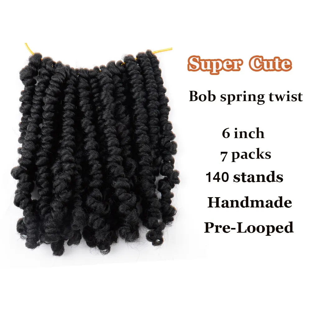 Bob Spring Twist Hair Vorgeflochtene Häkelzöpfe 6 Zoll Synthetisches kurzes Passion Twist Haar vorgeflochten von Flyteng