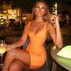 bandage dress summer orange bodycon dresses for women 2022 sexy spaghetti royal blue club celebrity party dress birthday outfit