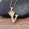 Nidin New Luxury Copper Zircon A-Z Crown Alphabet Pendant Chain Necklace Hip-Hop Style Fashion Woman Man Initial Name Jewelry