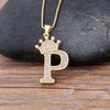 Nidin New Luxury Copper Zircon A-Z Crown Alphabet Pendant Chain Necklace Hip-Hop Style Fashion Woman Man Initial Name Jewelry