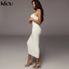 Kliou Trägerloser rückenfreier sexy Bodycon-Midikleid Neu Damen High Waist gestreifte Kleider Eleganz Mode Partykleidung