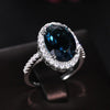 Huitan Charming Blue CZ Women Rings Wedding Party Accessories Bling Bling Graceful Bridal Eternity Ring Trendy Jewelry Wholesale