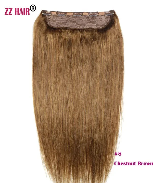 ZZHAIR 100% Brazilian Human Remy Hair Extensions 16"-26" 1Pcs Set 100g-200g One Piece 5 Clips In Natural Straight