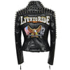 SX Occident Fashion women Club hot style Stud slim fit jacket shoulder rivets zip stitching short PU leather rock coat