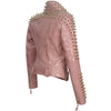 SX Occident Fashion women Club hot style Stud slim fit jacket shoulder rivets zip stitching short PU leather rock coat