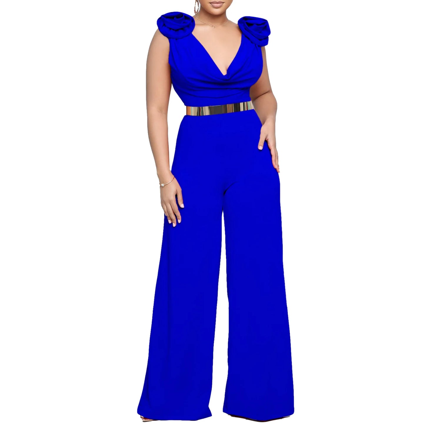 Boutique Großhandel 2025 Sommer Neue Modische V-Ausschnitt Sexy Weites Bein Ärmelloser Damen Jumpsuit