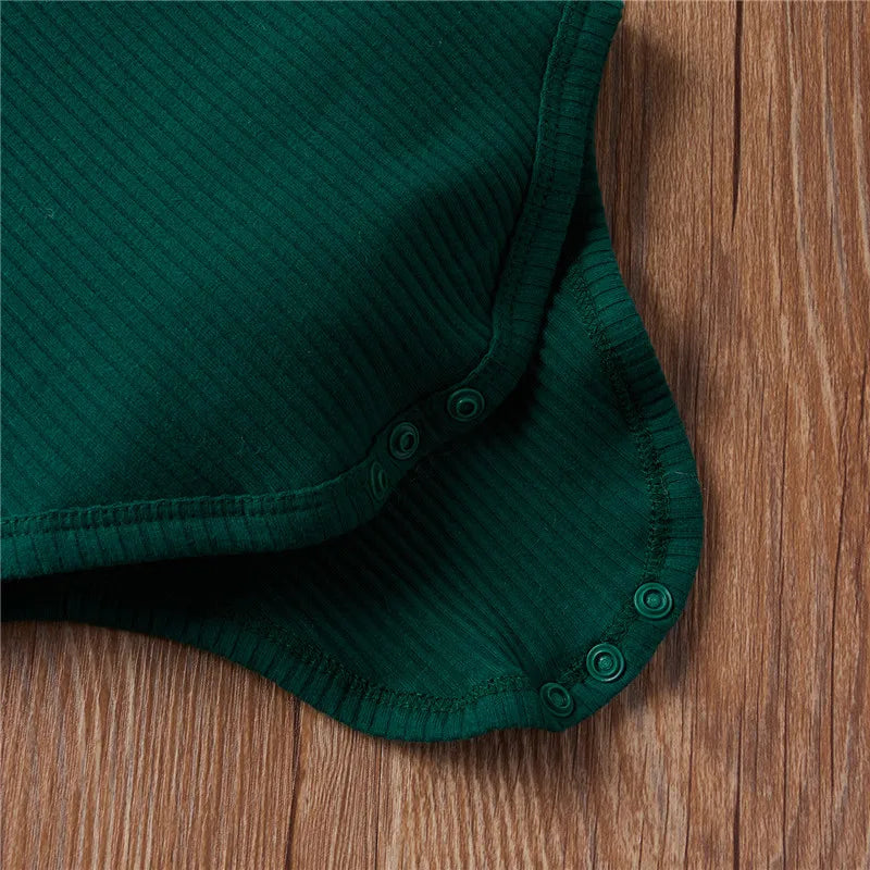 2Pcs Unisex Baby Summer Outfits Suit Solid Color Ribbed Casual Short Sleeves Romper+Elastic Waist Shorts for Toddler Infant