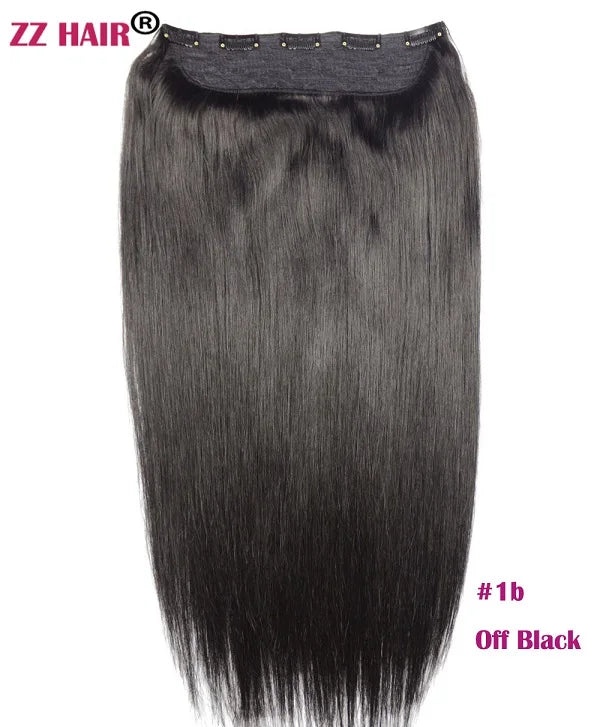 ZZHAIR 100% Brazilian Human Remy Hair Extensions 16"-26" 1Pcs Set 100g-200g One Piece 5 Clips In Natural Straight