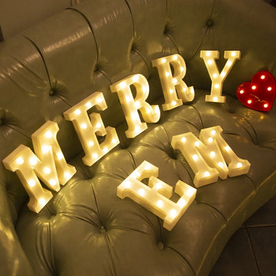 Luxus Alphabet Buchstabe LED Lichter Leuchtende Zahlenlampe Batterie Nachtlicht für Haus Hochzeit Geburtstag Weihnachtsfeier Dekoration