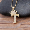 Nidin New Luxury Copper Zircon A-Z Crown Alphabet Pendant Chain Necklace Hip-Hop Style Fashion Woman Man Initial Name Jewelry