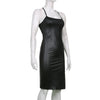 Women Sexy Suspender Mid-length Bodycon Dress Fashion Solid Color Leather Bandage Backless Skinny Split Dress For Female Mujer
