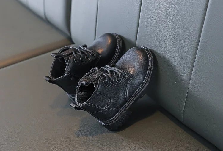 Autumn Winter Kids Boots Warm Plush Boys Toddler Girls Boots Fashion Leather Children Casual Shoes Boys Girls Boots for Kids