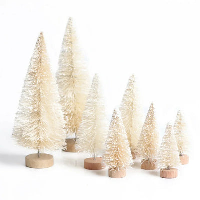 8er-Set Mini Weihnachtsbaum Sisal Seidenzeder - Dekoration kleiner Weihnachtsbaum - Gold Silber Blau Grün Weiß Festlicher Baum