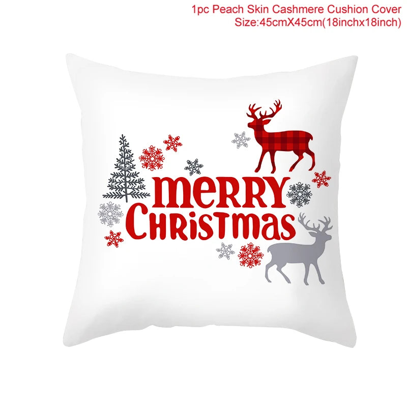 45cm Weihnachtskissenbezug Navidad Frohe Weihnachten Dekorationen für Zuhause 2024 Weihnachtliche Noel Weihnachtsornamente Neujahrsgeschenke 2025