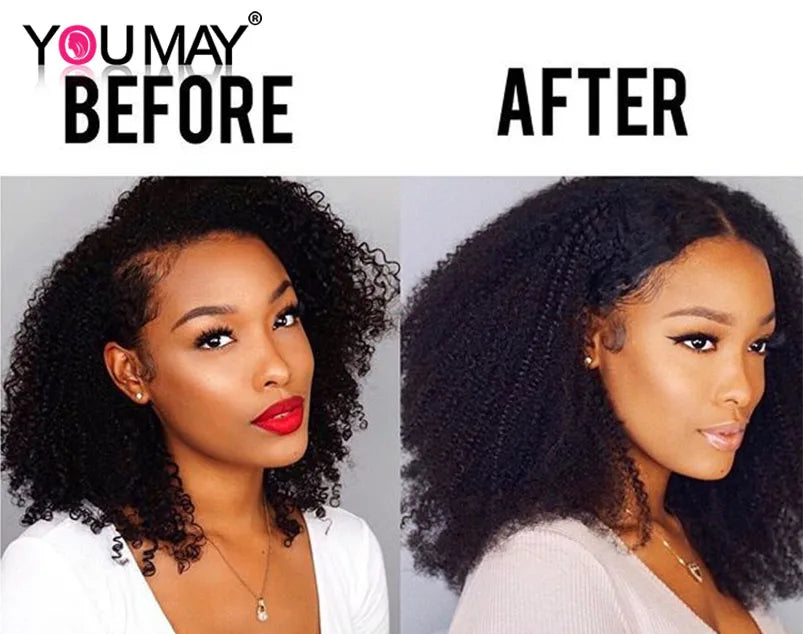 4B 4C Afro Kinky Curly Clip-In Echthaar-Extensions 100 % mongolisches unbehandeltes Haar Echtes menschliches Naturhaar Schwarz Clip-Ins Afro-Bündel YouMay