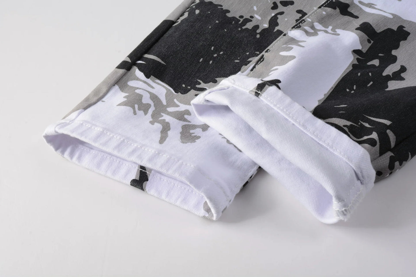 2023 New  Casual Mens Cotton Jeans Elastic Slim Skinny White Camouflage Printing Jeans Male Thin Denim Pants Vaqueros Hombre