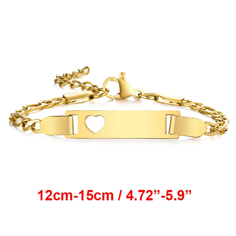 Vnox Personalize Mom Daughter Son Name Bracelets Non Allergy Stainless Steel Baptism Custom Love Baby Gifts Adjustable Jewelry