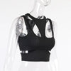 Sexy Solid Color Hanging Neck Bandage V-neck Off Shoulder Crop Tops 2021 Summer Women Fashion Casual Black Halter Vest Comfort
