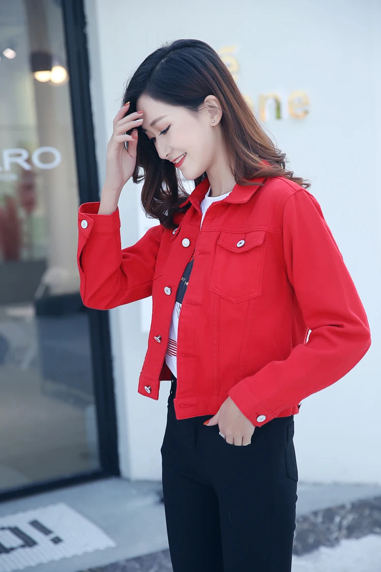 New Long Sleeve winter Slim White Black Jeans Top For Women Solid Denim Jacket Women Short Overcoat Ladies Jackets Tops