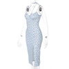 Hugcitar 2025 Sleeveless Satin Slip Floral Ruched Bandage Cut Out Maxi Dress Summer Women Fashion Sexy Party Club Robe Kpytomoa
