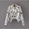 Lautaro Runway Cut Out Short Faux Leather Jacket Golden Rivet Cool Stylish Designer Clothes Women European American Fashion 2022