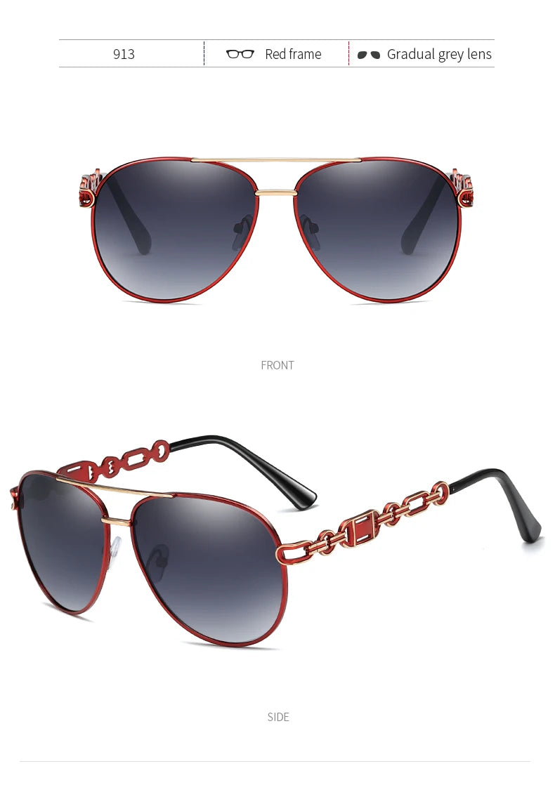 Hochwertige Damen Piloten Polarisierte Sonnenbrille Vintage Metall Hohl Fahrende Sonnenbrille UV400 Brille Gafas De Sol Mujer